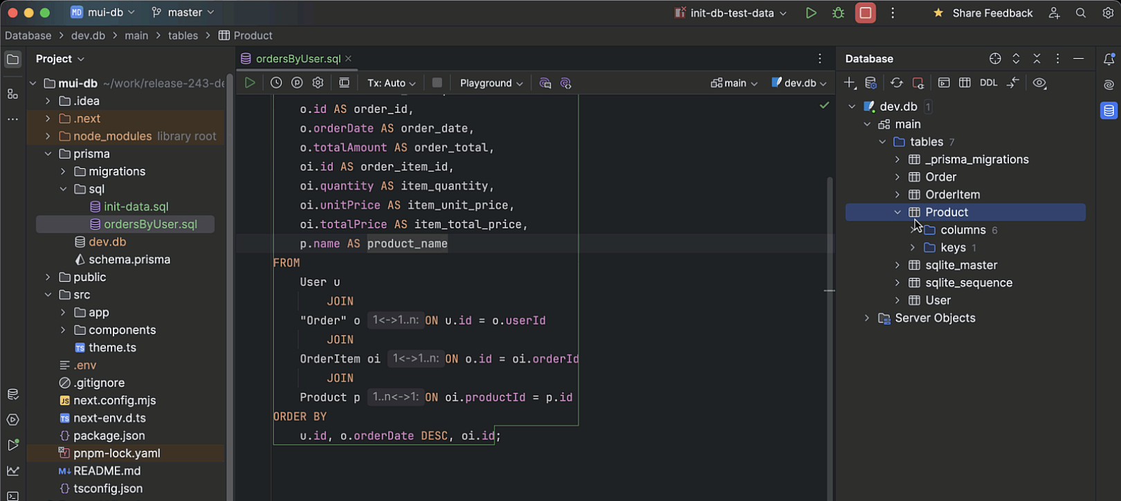 Demo showing the database plugin features in WebStorm