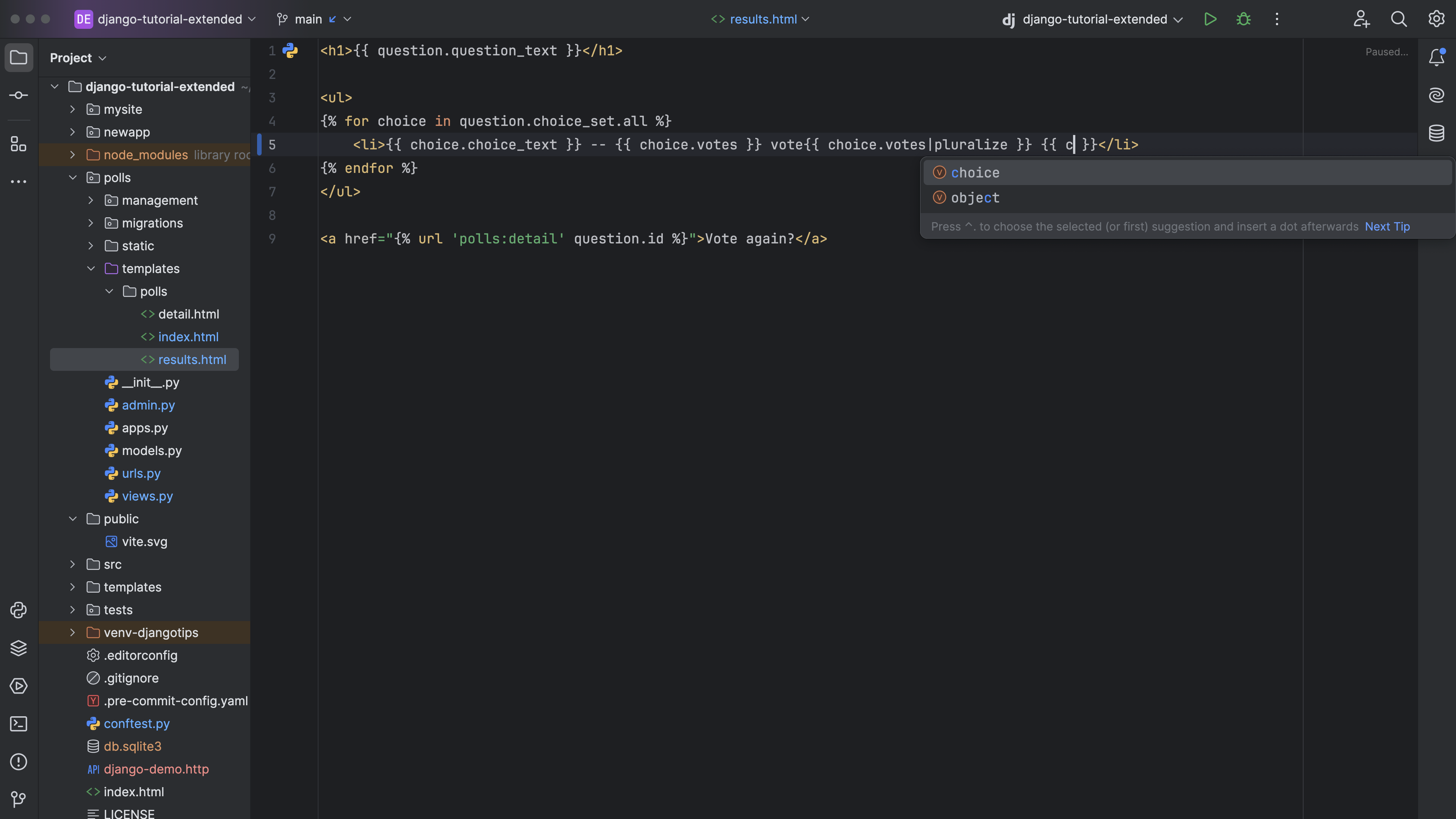 PyCharm Django completion