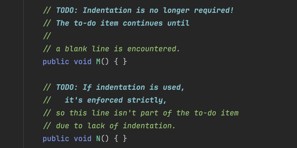 Improved Multiline To-Do Comments