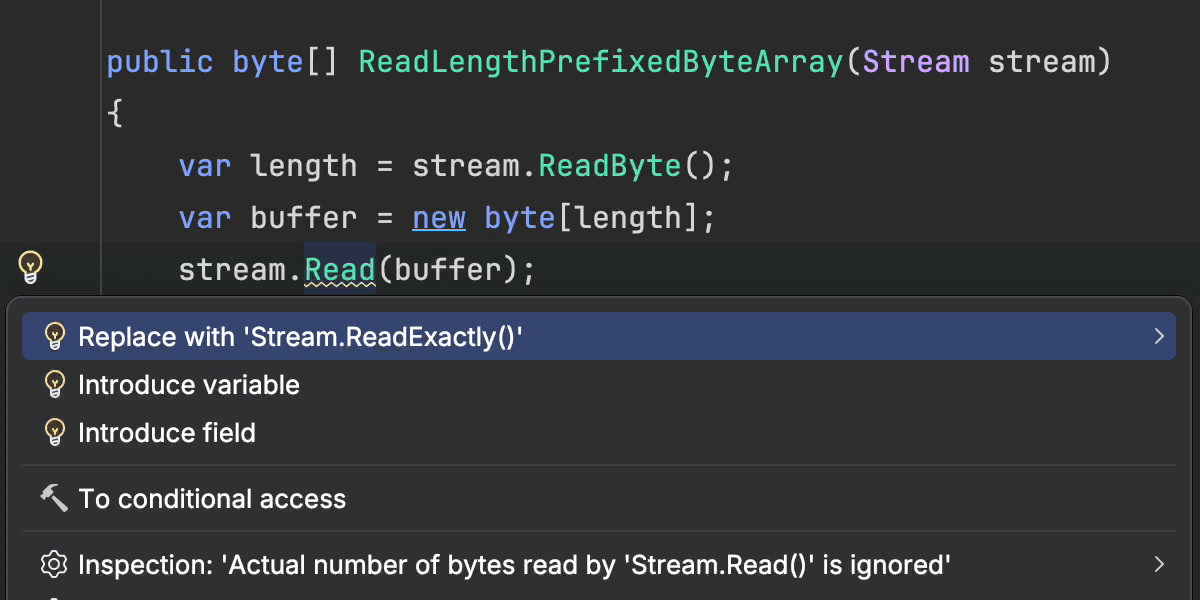 Inexact Stream Reads Inspection and Quick-Fix
